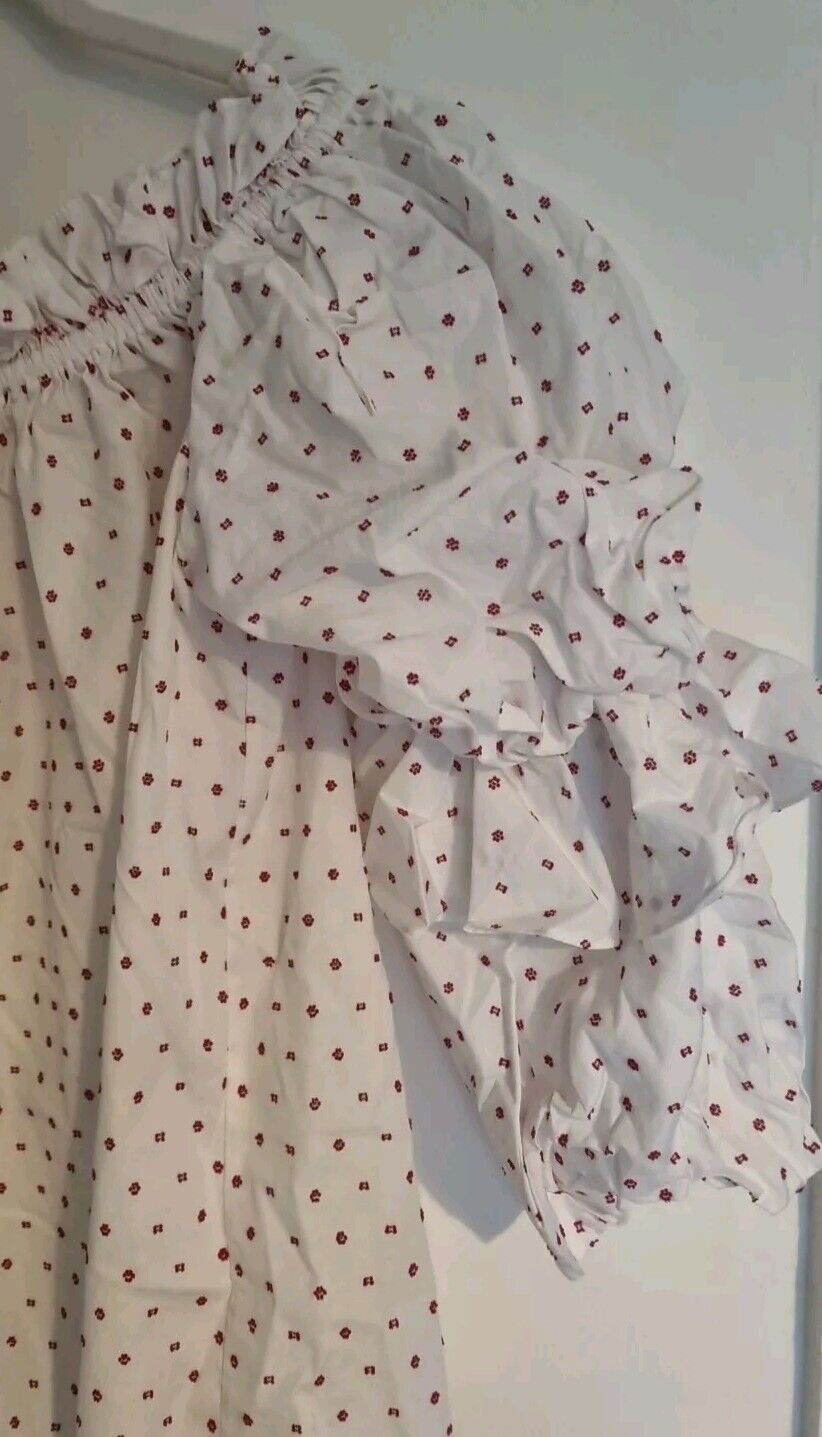 Caroline Constas Women's White And Red Blouse 100% Cotton Size Medium