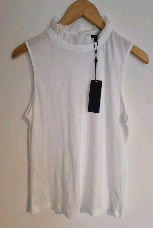 BNWT ME+EM Women's White 100% Cotton Vest Top Size 12