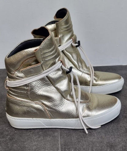 Ylati Women's Gold Hightop Sneakers, Trainers Size 38