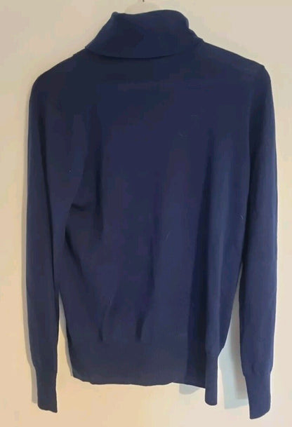 J Crew Women's Blue Rollneck Pullover, Jumper  100% Merino Wool Size M