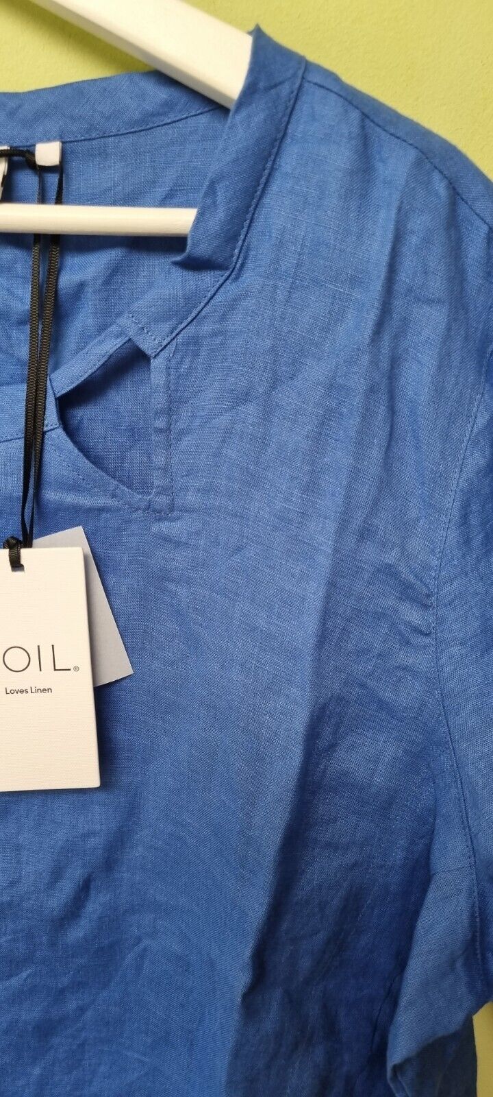 BNWT Foil Women's Notch One Blue Linen Long Sleeved Top Size UK 16