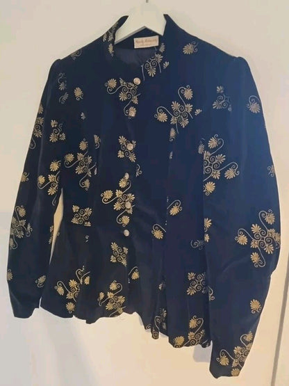 Mandy Pothecary Made In England Vintage Women's Black Velvet Jacket 10