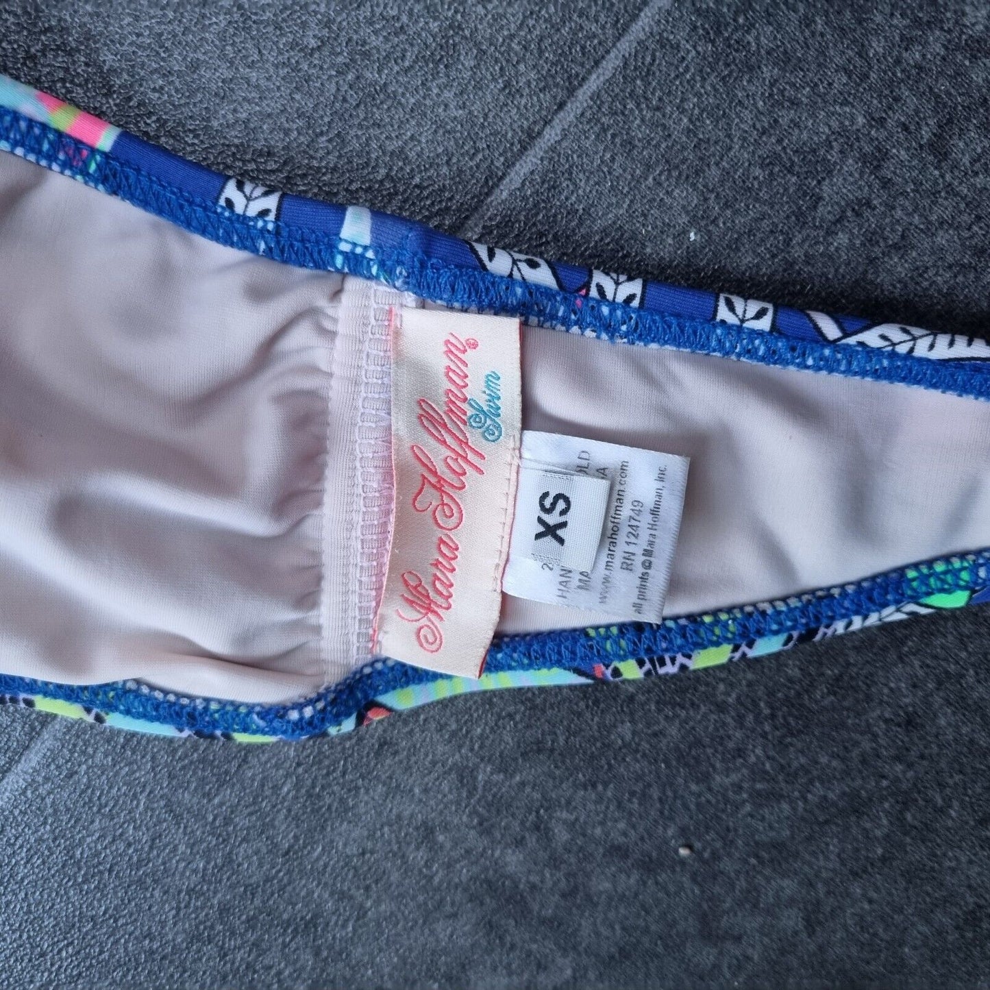 Mara Hoffman Women's 2 Piece Blue Multicoloured  Detachable Strap Bikini Size XS
