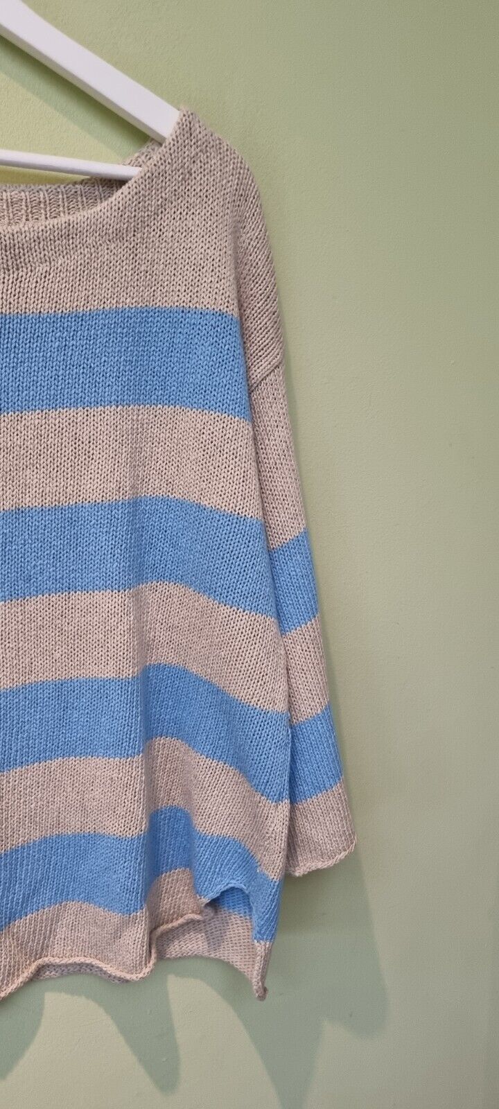 Malene Birger Women's Linen Mix Stripy Blue Jumper Size  XL