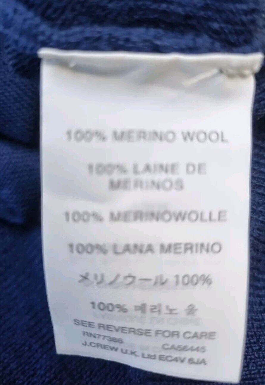 J Crew Women's Blue Rollneck Pullover, Jumper  100% Merino Wool Size M