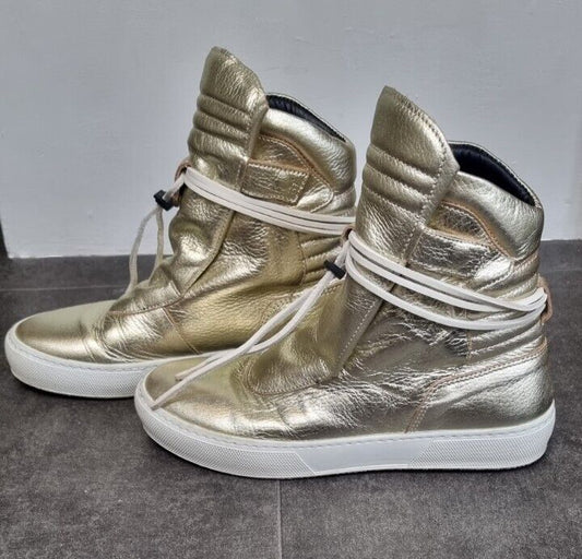 Ylati Women's Gold Hightop Sneakers, Trainers Size 38