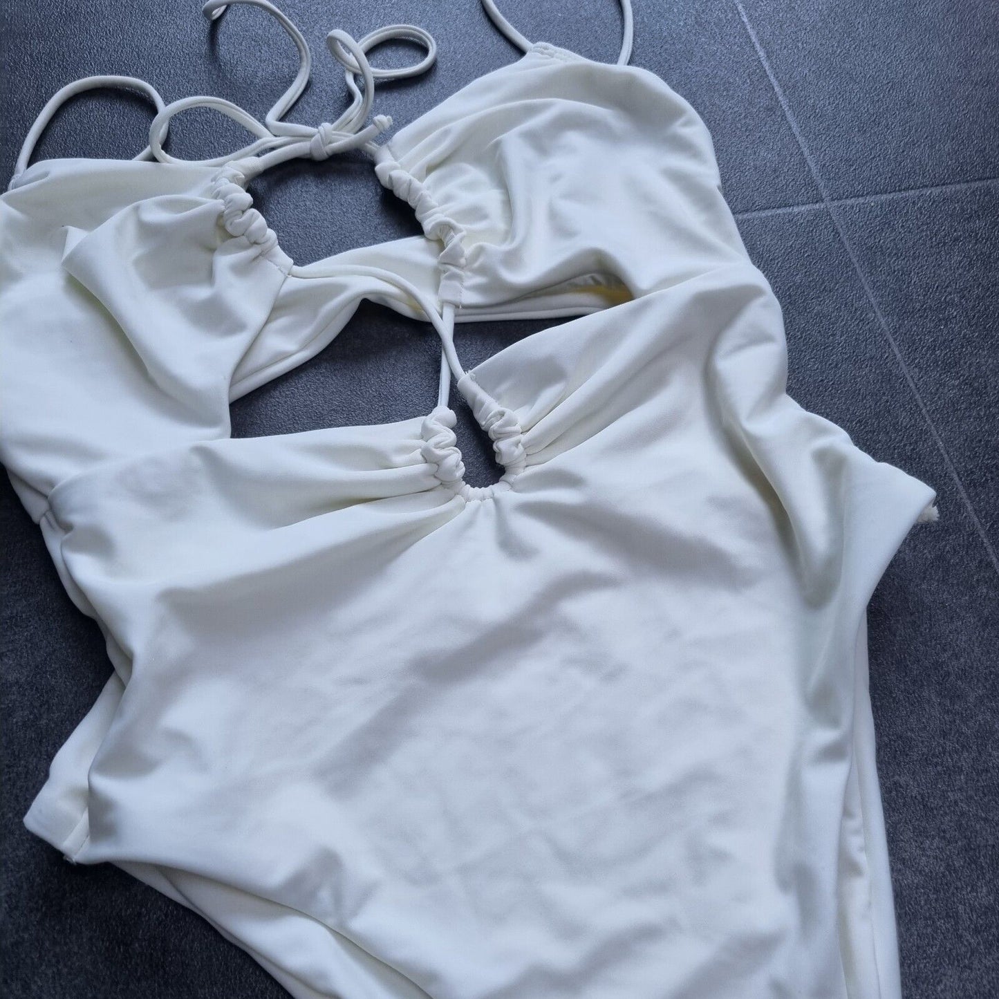 Devon Windsor Ivory Women's Tied One Piece Swimsuit XS