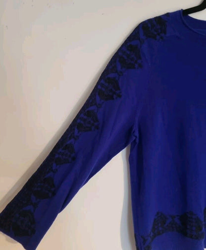 J Crew Women's Blue With Embroidered Detail Jumper Size Small