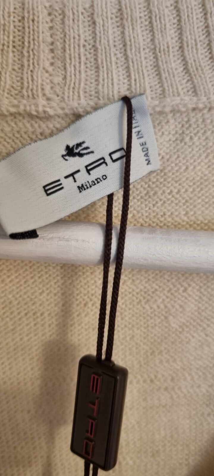 BNWT Etro Women's Ivory Long Knit Alpaca Mix Cardigan With Gorgeous Logo Design