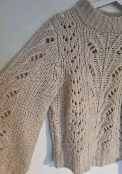Point Sur Women's Cream Jumper Pullover, Acrylic, Alpaca And Wool Mix Size Large