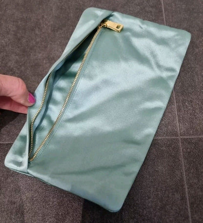 Mini Prada Women's Green Silky Clutch Bag