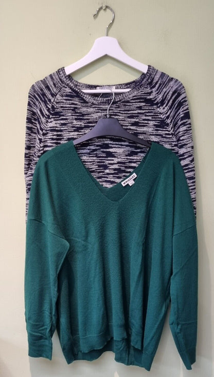2 X Whistles Women's Pullovers, Jumpers Bundle One Blue, One Green Size 16 / L