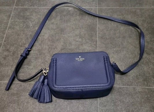 Kate Spade Women's Blue Leather Cross Body Bag With Tassles