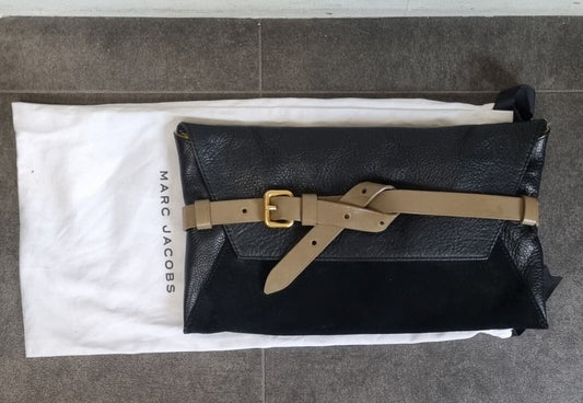 Marc Jacobs Women's Leather And Suede Black Clutch Handbag With Dust Bag