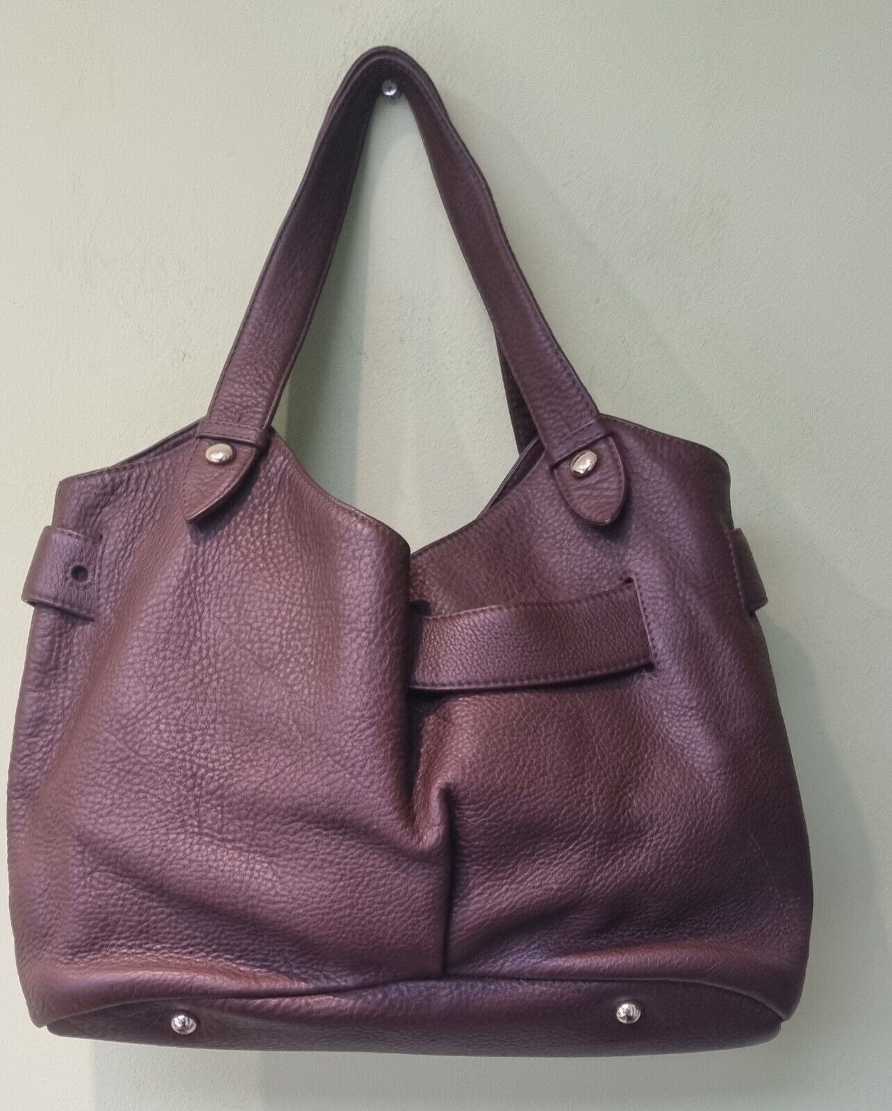 Diane Von Furstenberg Brown Leather Tote Bag With Attached Purse