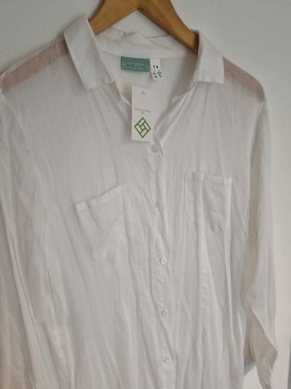 BNWT Manuel Canovas 100% Cotton Women's Kaftan Beach Buttoned Cover Up Size 14