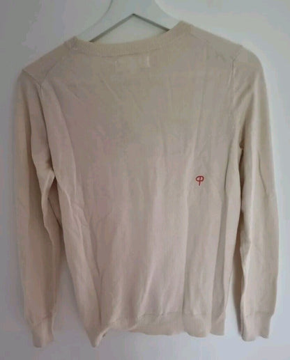 Chinti And Parker  Women's"Ciao" Slogan Sweater 100% Cream Cotton Size XS