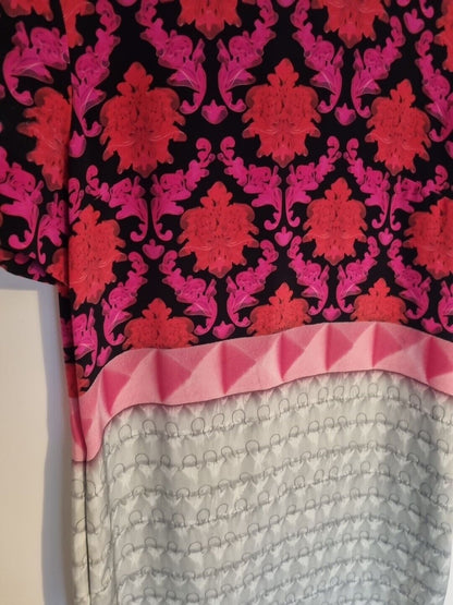 Mary Katrantzou Women's Multicoloured 100% Silk Dress With Pink Sash Size 10