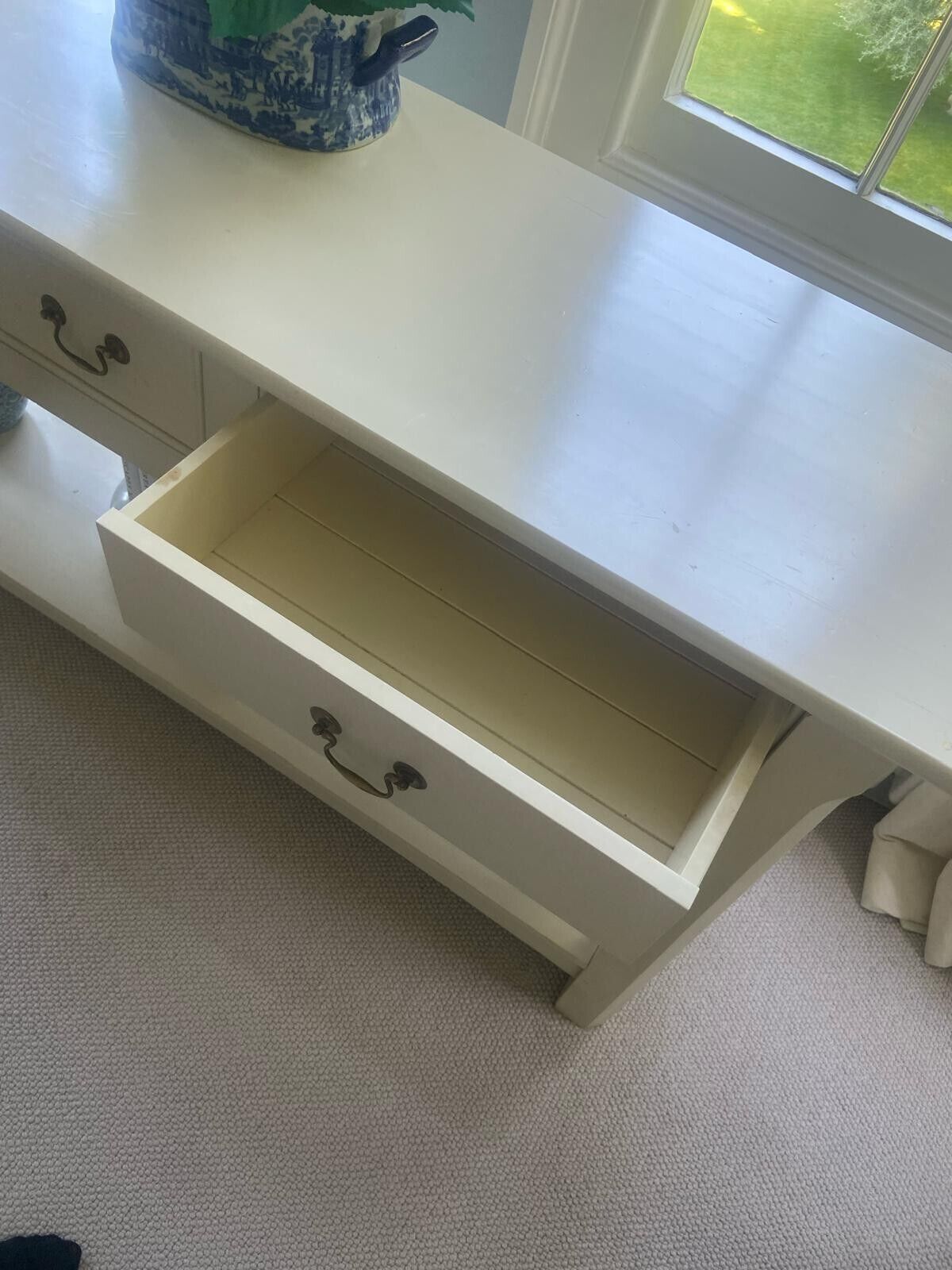 Wooden Console Table With Three Drawers And Low Shelf