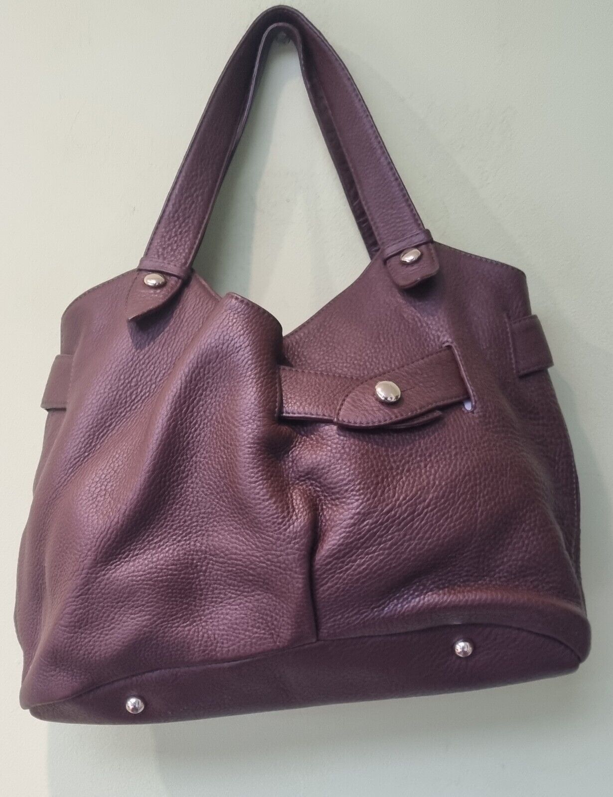 Diane Von Furstenberg Brown Leather Tote Bag With Attached Purse
