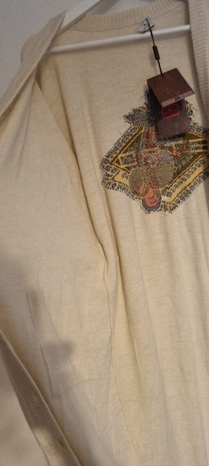 BNWT Etro Women's Ivory Long Knit Alpaca Mix Cardigan With Gorgeous Logo Design