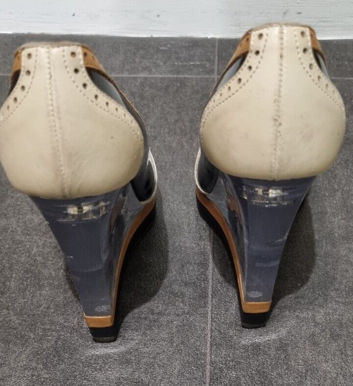 Lanvin Women's Patent Leather Clear Wedge Shoes Size 36