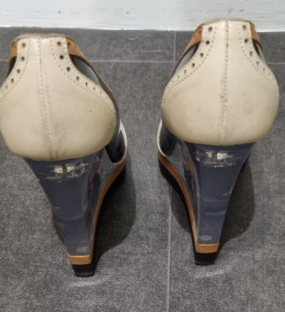 Lanvin Women's Patent Leather Clear Wedge Shoes Size 36