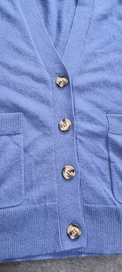 People's Republic Of Cashmere Women's Blue Buttoned 100% Cashmere Cardigan M