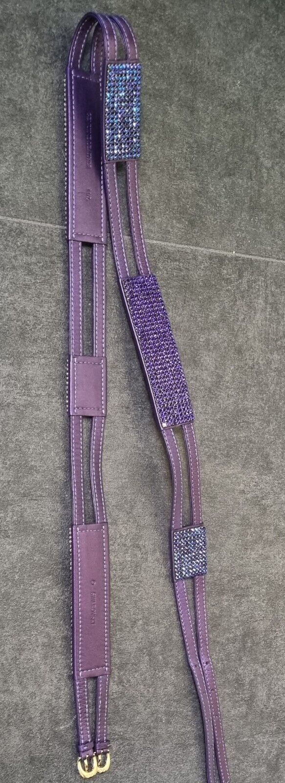 Fantastic Swarovski  Women's Leather and Crystal Purple Belt Size M/L