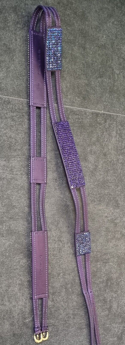 Fantastic Swarovski  Women's Leather and Crystal Purple Belt Size M/L