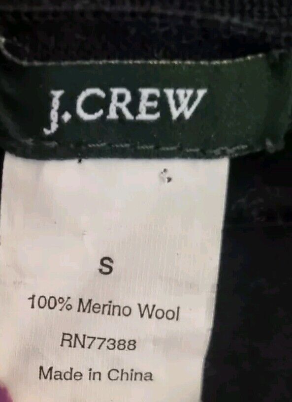 J Crew Women's Black 100% Merino Wool Cardigan With Sequin Pockets Size Small