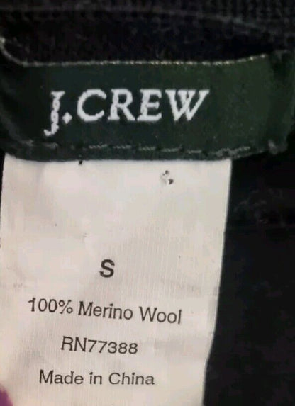 J Crew Women's Black 100% Merino Wool Cardigan With Sequin Pockets Size Small