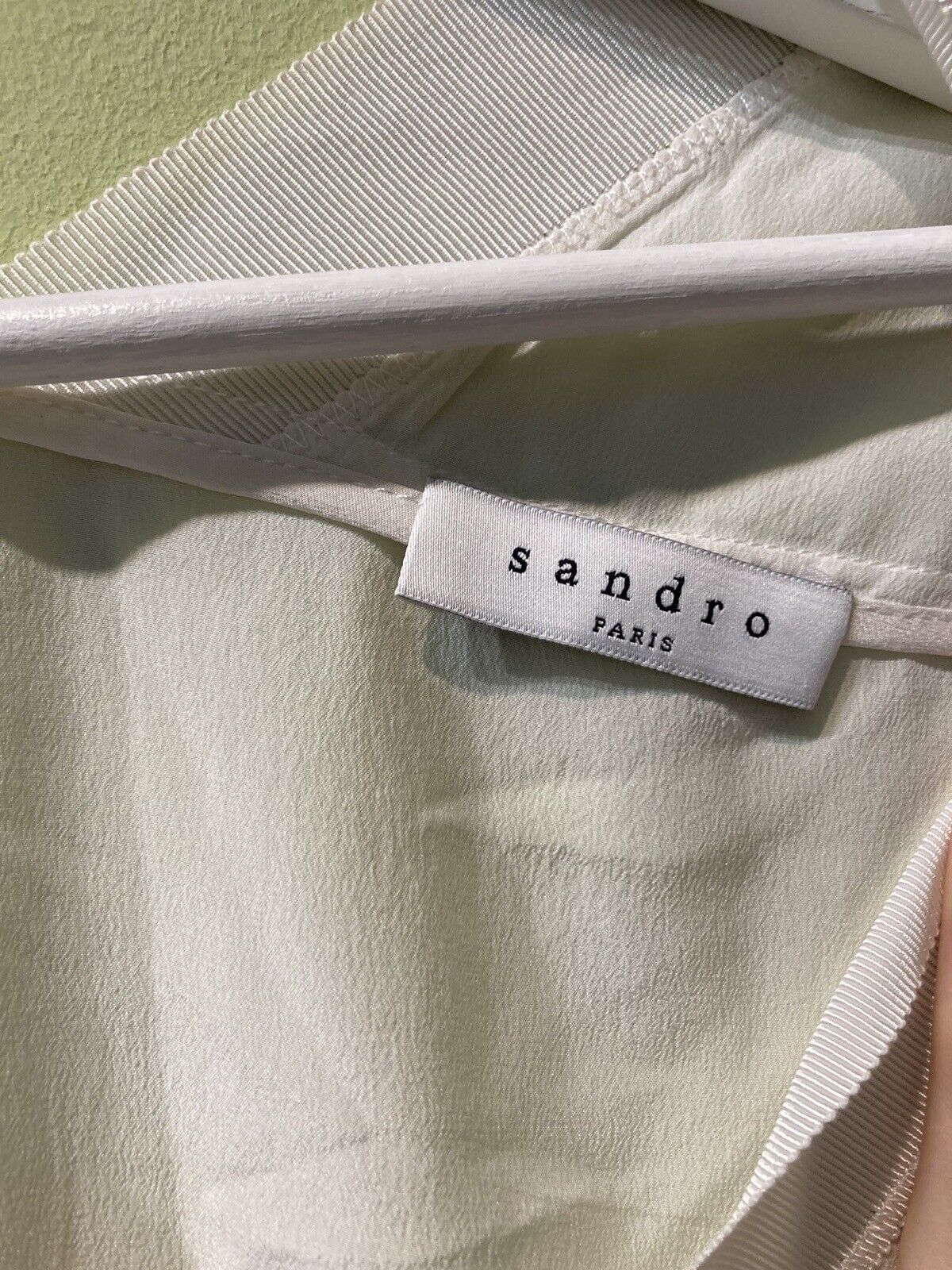 Sandro Paris  Women's Off White 100% Silk Vest Top With Mesh Panel Size XS