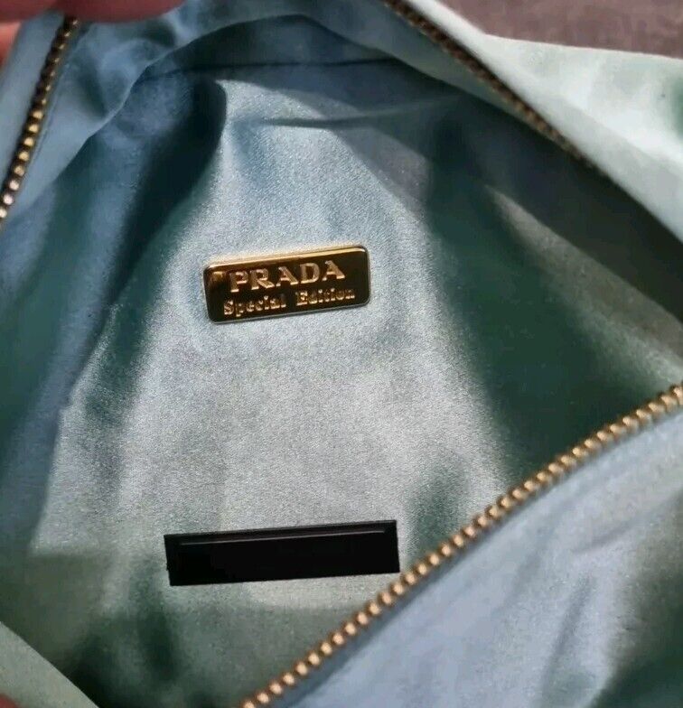 Mini Prada Women's Green Silky Clutch Bag