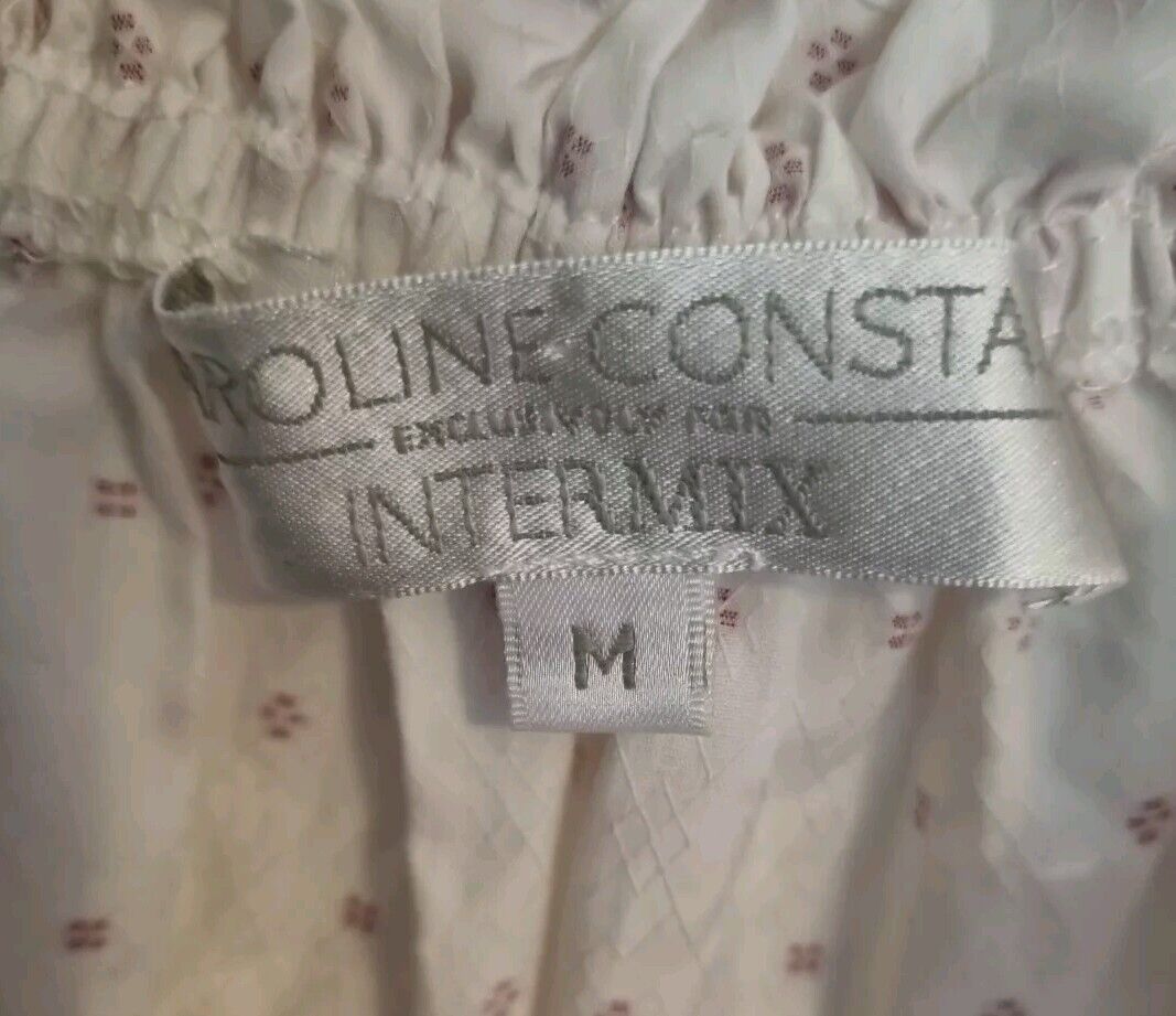Caroline Constas Women's White And Red Blouse 100% Cotton Size Medium