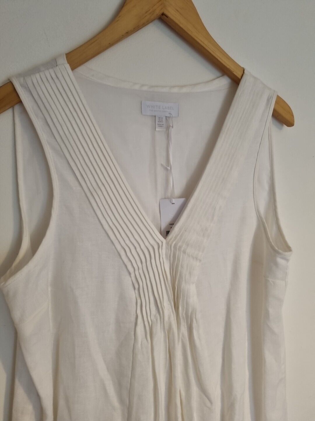 BNWT White Label By The White Company Women's White 100% Linen, Lined Dress  14