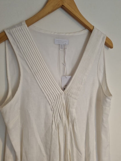 BNWT White Label By The White Company Women's White 100% Linen, Lined Dress  14