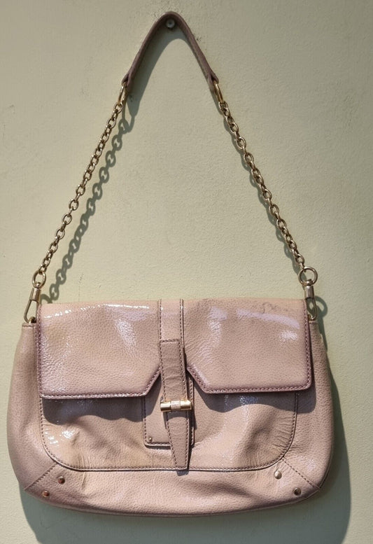 Yves Saint Laurent Women's Oat Colour Patent Leather Handbag, With Dustbag