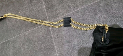Diane Von Furstenberg Women's Black Pouch Evening Bag With Gold Chain Strap