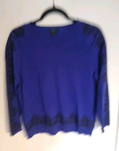 J Crew Women's Blue With Embroidered Detail Jumper Size Small