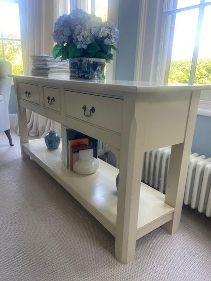 Wooden Console Table With Three Drawers And Low Shelf
