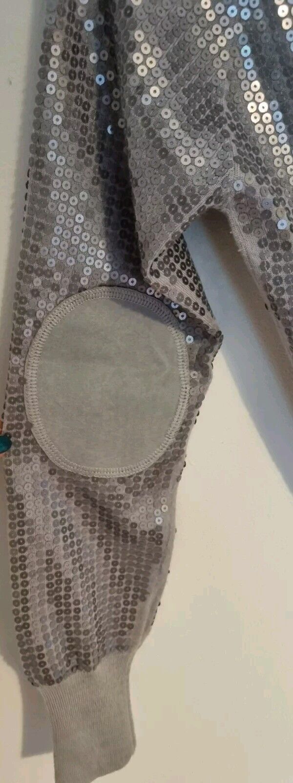 Charlotte Eskildsen Designer Remix Collection Silver Sequinned 100% Wool Top  S