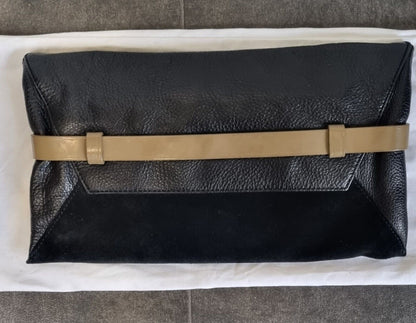 Marc Jacobs Women's Leather And Suede Black Clutch Handbag With Dust Bag
