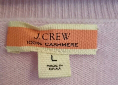 J Crew Women's Pink Striped Jumper Pullover 100% Cashmere Size Large