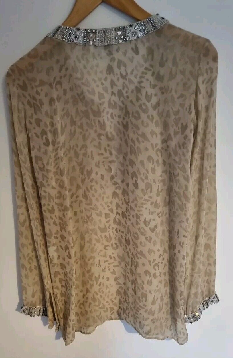Elizabeth Hurley Beach Women's  Silk Kaftan Beaded Tunic Size M