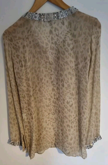 Elizabeth Hurley Beach Women's  Silk Kaftan Beaded Tunic Size M