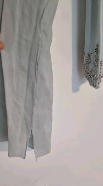Juliette Dunn Women's 100% Cotton Pale Blue Beaded Kaftan Size 2