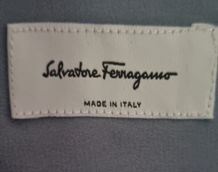 Salvatore Ferragamo Made In Italy Women's Slate Blue 100% Silk Blouse Size 46