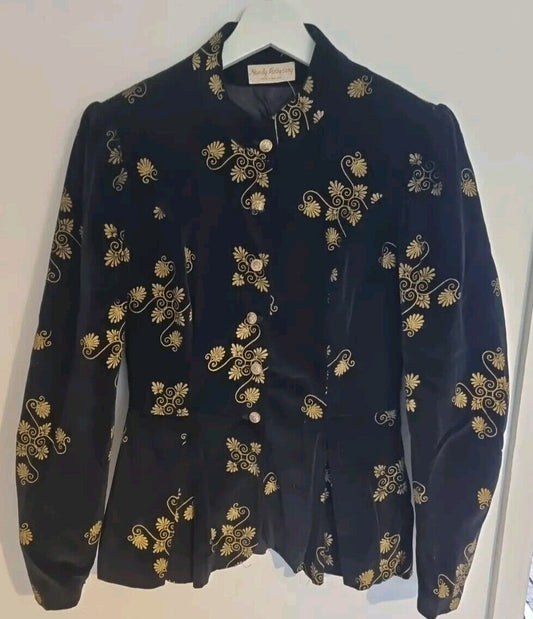 Mandy Pothecary Made In England Vintage Women's Black Velvet Jacket 10