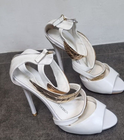 Giuseppe Zanotti Women's White Gold Leaf Heals Size 37